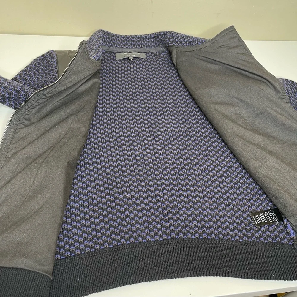 Rag & Bone Melinda Knit Boucle Biker Jacket wool & leather